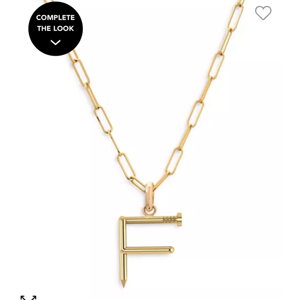 Zoe Lev 14k Gold Large Initial F Pendant with Diamond Accent